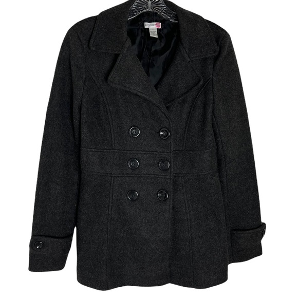 Manteau Femme BHS Taille 12 Gris – Peacoat Laine, Boutons, état Correct